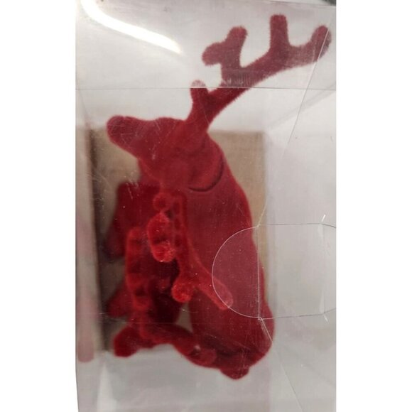 Red Velvet Reindeer Christmas Decor Set  Festive Holiday Decoration - Picture 4 of 6
